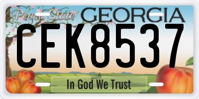GA license plate CEK8537