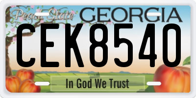 GA license plate CEK8540