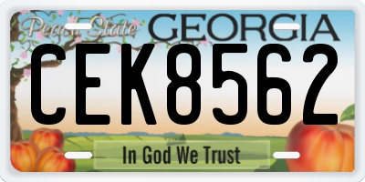 GA license plate CEK8562