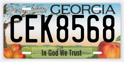 GA license plate CEK8568