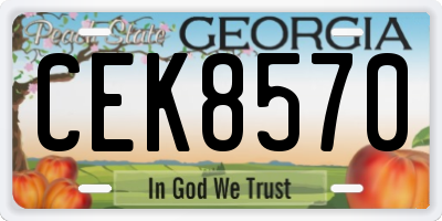 GA license plate CEK8570