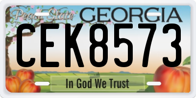 GA license plate CEK8573
