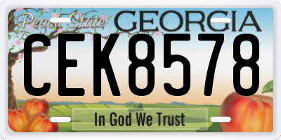 GA license plate CEK8578
