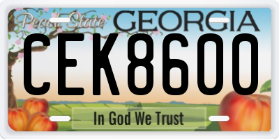 GA license plate CEK8600