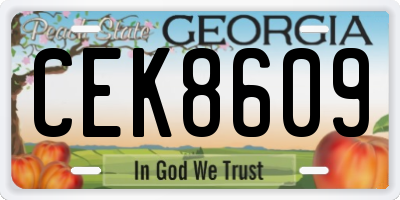 GA license plate CEK8609