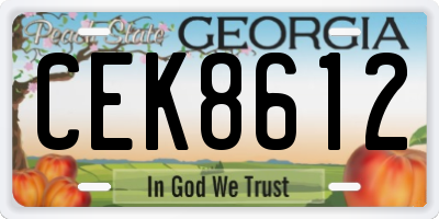 GA license plate CEK8612