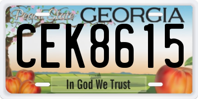 GA license plate CEK8615