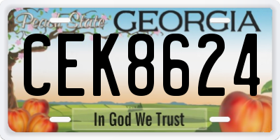 GA license plate CEK8624