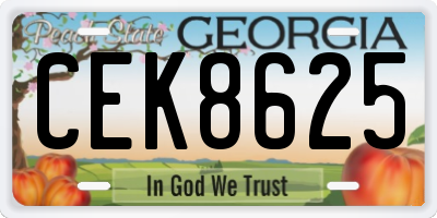 GA license plate CEK8625