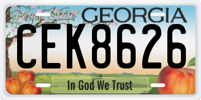 GA license plate CEK8626