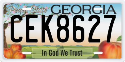 GA license plate CEK8627