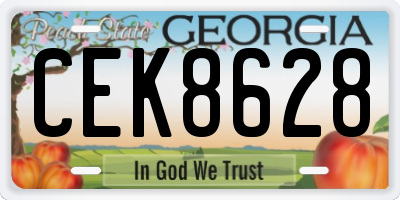 GA license plate CEK8628