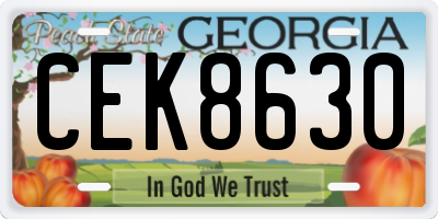 GA license plate CEK8630