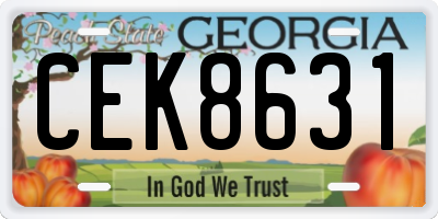 GA license plate CEK8631