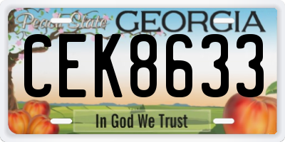 GA license plate CEK8633
