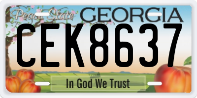 GA license plate CEK8637