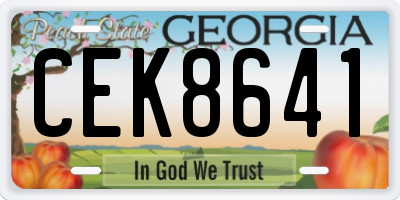 GA license plate CEK8641
