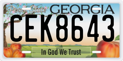GA license plate CEK8643