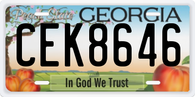 GA license plate CEK8646