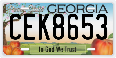 GA license plate CEK8653