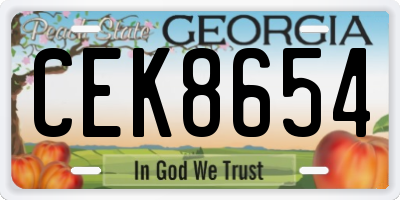 GA license plate CEK8654