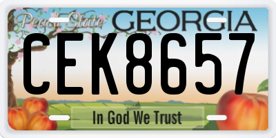 GA license plate CEK8657