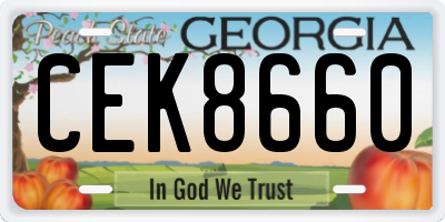GA license plate CEK8660