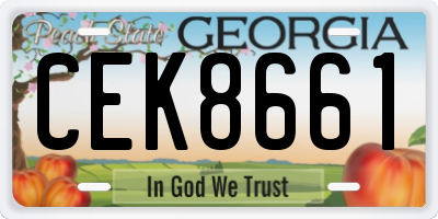 GA license plate CEK8661