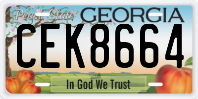 GA license plate CEK8664