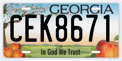GA license plate CEK8671