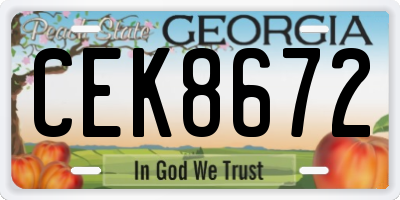 GA license plate CEK8672
