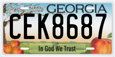 GA license plate CEK8687