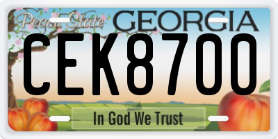 GA license plate CEK8700