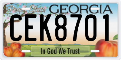 GA license plate CEK8701
