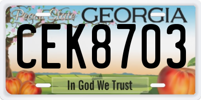 GA license plate CEK8703