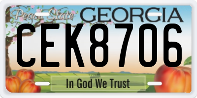 GA license plate CEK8706