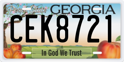 GA license plate CEK8721