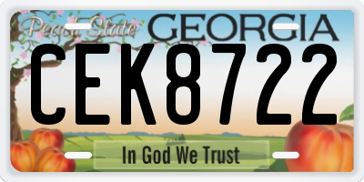 GA license plate CEK8722