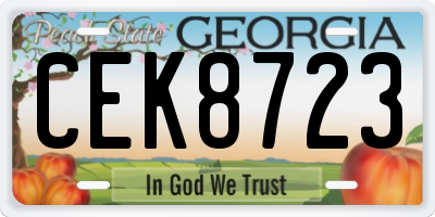 GA license plate CEK8723