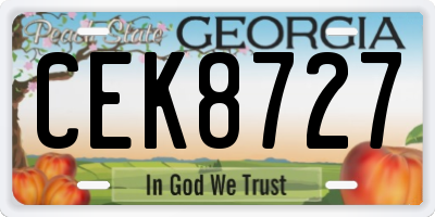 GA license plate CEK8727