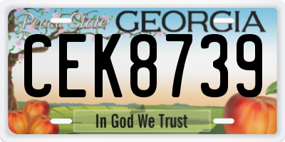 GA license plate CEK8739