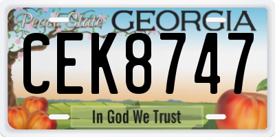 GA license plate CEK8747