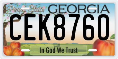 GA license plate CEK8760