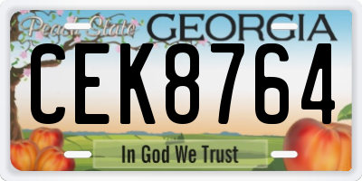 GA license plate CEK8764