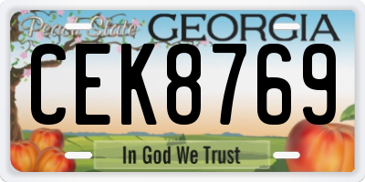 GA license plate CEK8769