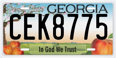 GA license plate CEK8775