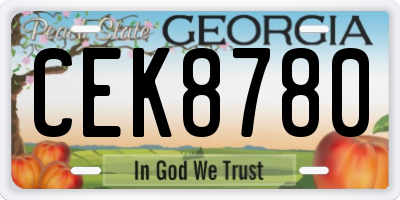 GA license plate CEK8780