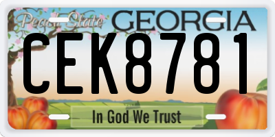 GA license plate CEK8781