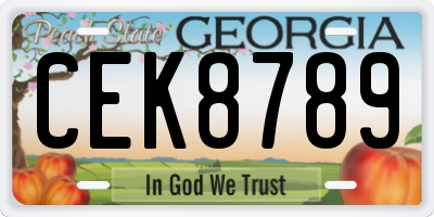 GA license plate CEK8789