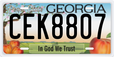GA license plate CEK8807